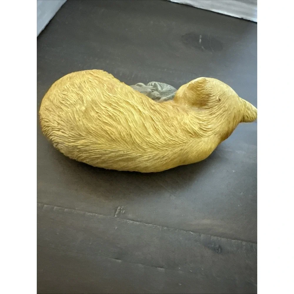 Cat and Mouse Curled Up Sleeping Figure Orange Grey 5